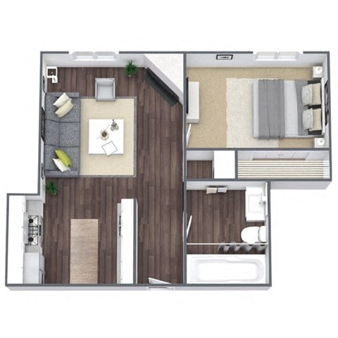 Floor plan for 1 bed, 1 bath, 450 sqft