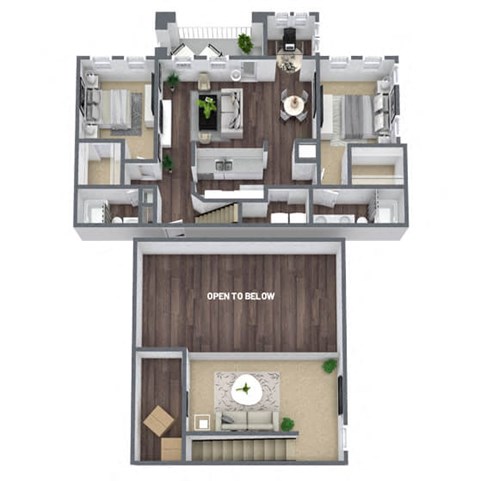 Floor plan for 2 beds, 2 baths, 1610 sqft