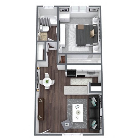 Floor plan for 1 bed, 1 bath, 525 sqft
