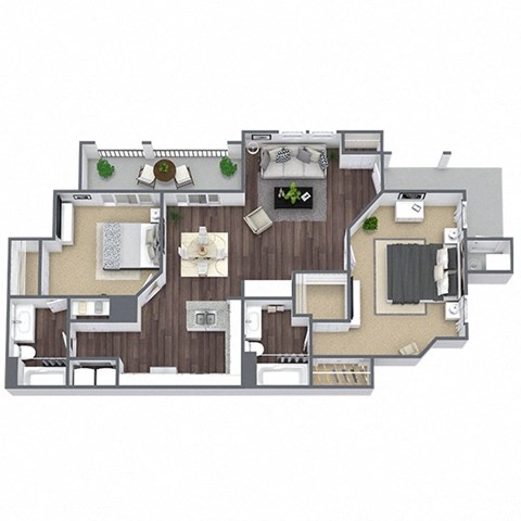Floor plan for 2 beds, 2 baths, 1095 sqft