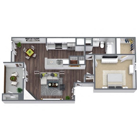 Floor plan for 1 bed, 1 bath, 720 sqft