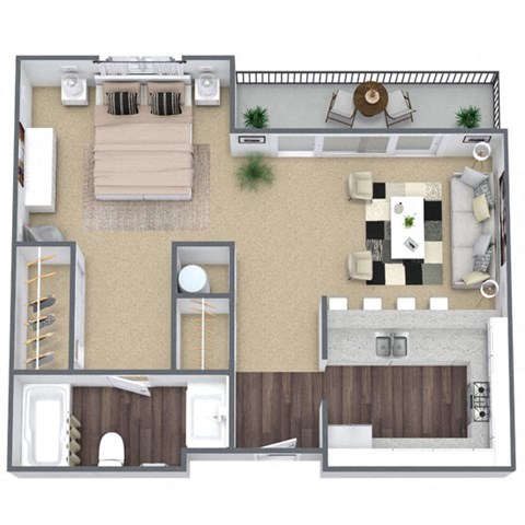 Floor plan for studio, 1 bath, 550 sqft