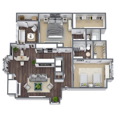 Floor plan for 2 beds, 2 baths, 1246 sqft