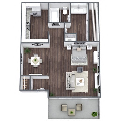 Floor plan for studio, 1 bath, 466 sqft