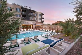 Scottsdale apartment for rent - Swimming pool with view of red-rock mountains