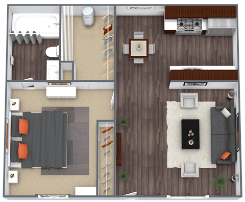 Floor plan for studio, 1 bath, 418 sqft