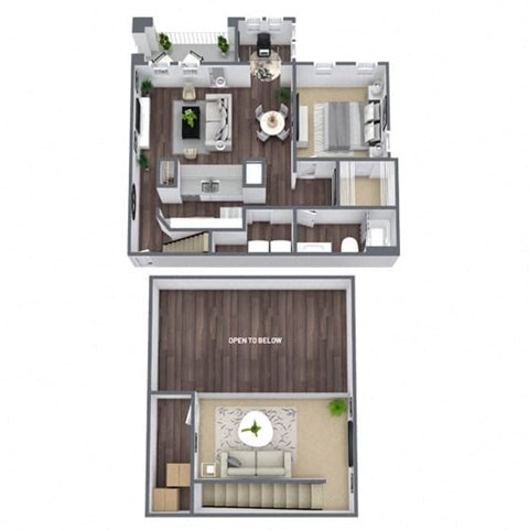 Floor plan for 1 bed, 1 bath, 1260 sqft