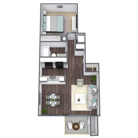 Floor plan for 1 bed, 1 bath, 702 sqft