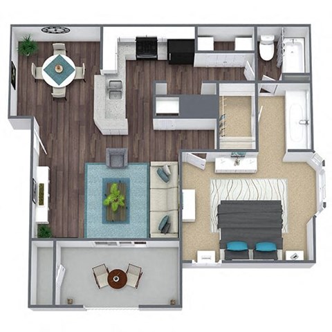 Floor plan for 1 bed, 1 bath, 813 sqft