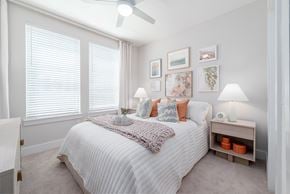 Tampa apartment for rent - Model bedroom at The Brooke at Rocky Point in Tampa, Florida.