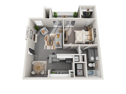 Floor plan for 1 bed, 1 bath, 804 sqft