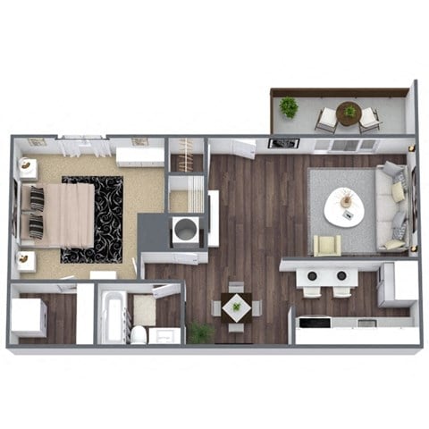 Floor plan for 1 bed, 1 bath, 830 sqft