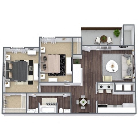 Floor plan for 2 beds, 1.5 baths, 1180 sqft