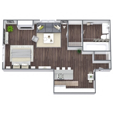 Floor plan for studio, 1 bath, 368 sqft