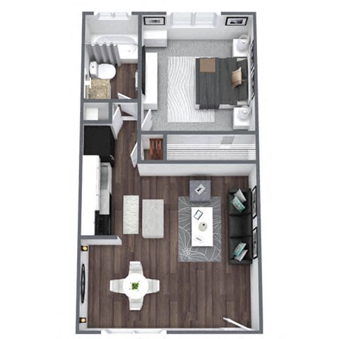 Floor plan for 1 bed, 1 bath, 450 sqft