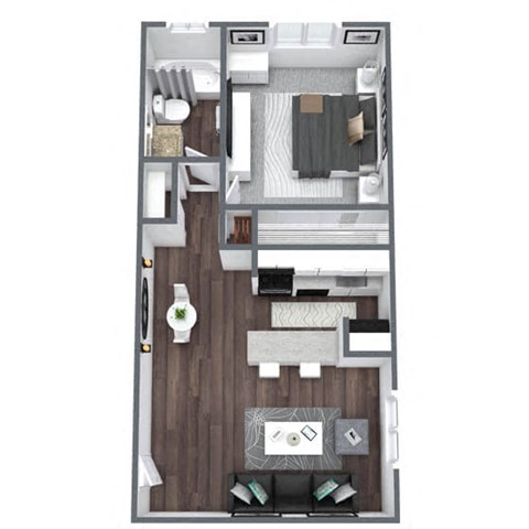 Floor plan for 1 bed, 1 bath, 600 sqft