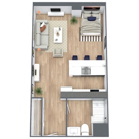 Floor plan for studio, 1 bath, 510 sqft