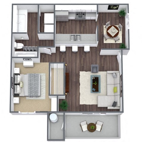 Floor plan for studio, 1 bath, 575 sqft
