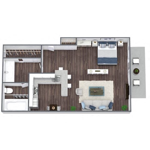 Floor plan for studio, 1 bath, 361 sqft