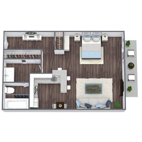 Floor plan for studio, 1 bath, 432 sqft