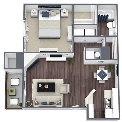 Floor plan for 1 bed, 1 bath, 800 sqft