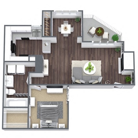 Floor plan for 1 bed, 1 bath, 850 sqft