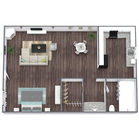 Floor plan for studio, 1 bath, 450 sqft