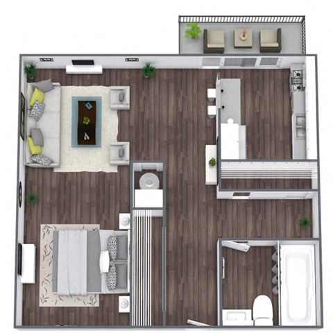 Floor plan for studio, 1 bath, 535 sqft