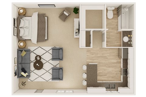 Floor plan for studio, 1 bath, 438 sqft