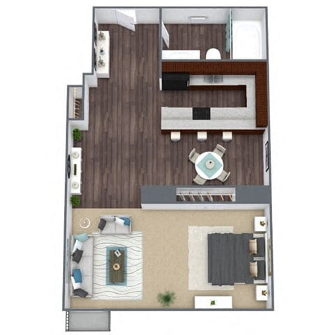 Floor plan for studio, 1 bath, 550 sqft