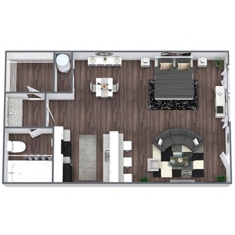 Floor plan for studio, 1 bath, 400 sqft
