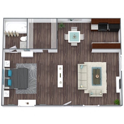 Floor plan for studio, 1 bath, 419 sqft