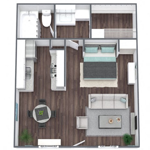 Floor plan for studio, 1 bath, 338 sqft