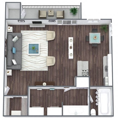 Floor plan for studio, 1 bath, 440 sqft