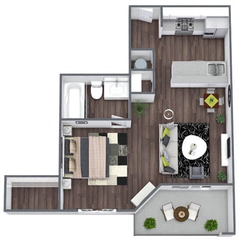 Floor plan for studio, 1 bath, 476 sqft