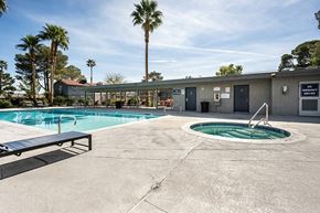 Las Vegas apartment for rent - Community Swimming Pool & Hot Tub at Bridges at Tropicana Apartments located in Las Vegas, Nevada.