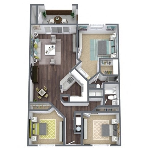 Floor plan for 3 beds, 2 baths, 1450 sqft