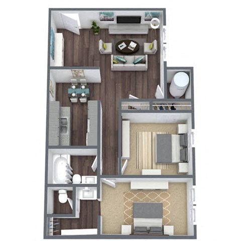 Floor plan for 2 beds, 1.5 baths, 926 sqft