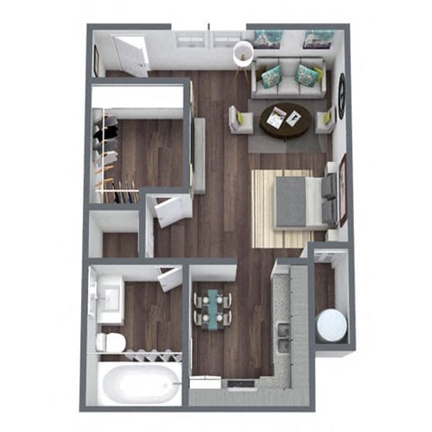 Floor plan for studio, 1 bath, 498 sqft