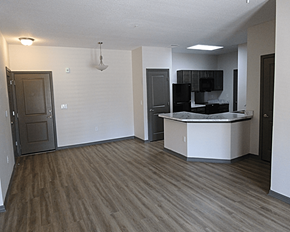Alachua apartment for rent - A kitchen area with a counter and cabinets.
