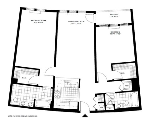 Floor plan for 2 beds, 2 baths, 1228 sqft