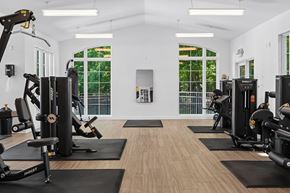 Annapolis apartment for rent - A gym with a variety of equipment including treadmills, weights, and exercise machines.