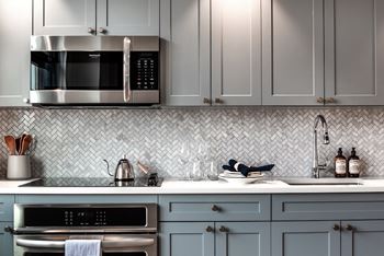 Kitchen with microwave