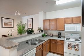 Slidell apartment for rent - Kitchen with cabinets and appliances at Greenbrier Estates, Slidell, 70460