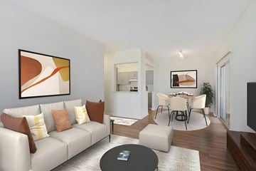 Williamsburg apartment for rent - a living room with a couch and a table