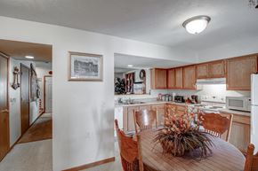 Michigan Center apartment for rent - a kitchen and dining area with a wooden table and chairs
