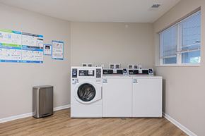 Whitehall apartment for rent - A wall of washing machines in a laundry room.