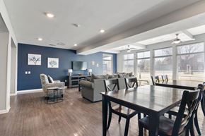 Hopkinsville apartment for rent - A dining room with a wooden table and chairs.