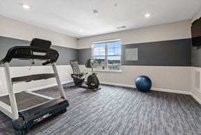 Roanoke Rapids apartment for rent - the retreat at thousand oaks fitness room with treadmill and exercise balls