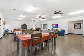 Marietta apartment for rent - A dining room with a table set for six people.
